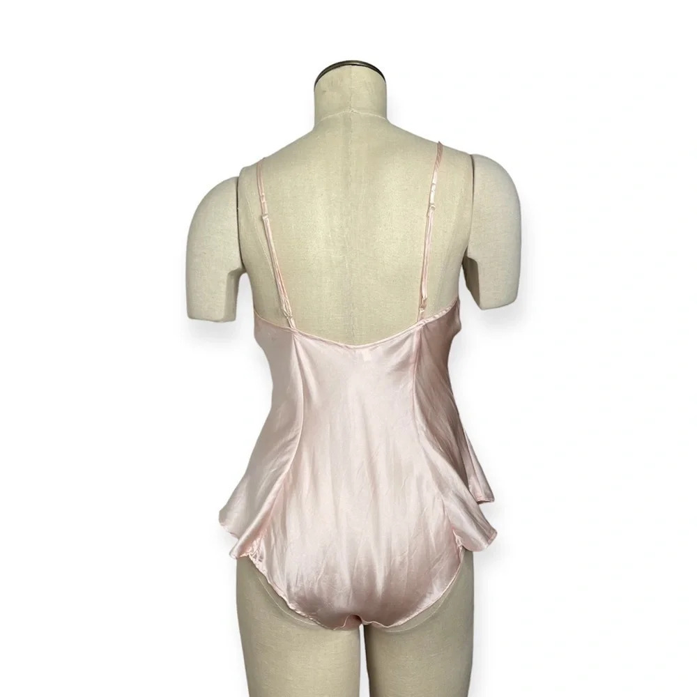VINTAGE Victoria's Secret Gold Label Silk Heart Embroidered Ruffle Teddy Size S - Picture 3 of 15